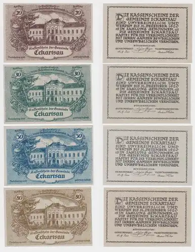 4 Banknoten 20 bis 80 Heller Notgeld Gemeinde Eckartsau (152297)