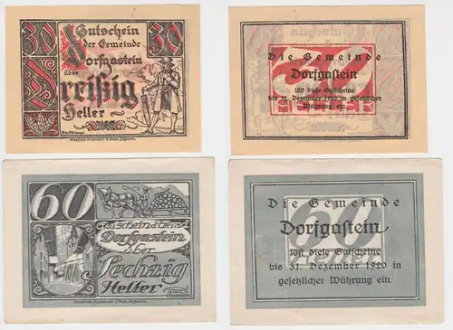 2 Banknoten 30 und 60 Heller Notgeld Gemeinde Dorfgastein (150318)