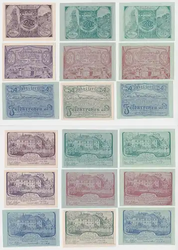 9 Banknoten 20 bis 50 Heller Notgeld Gemeinde Feldkirchen (144594)