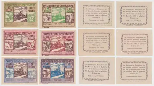6 Banknoten 10 bis 50 Heller Notgeld Ortsgemeinde Gerersdorf (140561)