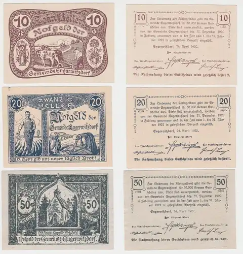 3 Banknoten 10 bis 50 Heller Notgeld Gemeinde Engerwitzdorf (149573)