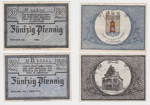 2x 50 Pfennig Banknoten Notgeld Westerland Sylt (135011)