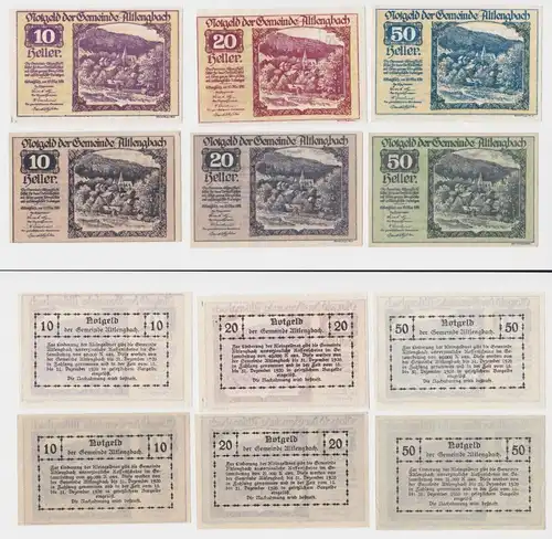 6 Banknoten 10 bis 50 Heller Notgeld Gemeinde Altlengbach (154756)