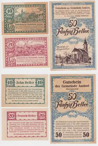 3 Banknoten 10 bis 50 Heller Notgeld Gemeinde Andorf (151733)