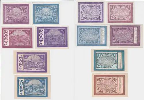 6 Banknoten 10 bis 50 Heller Notgeld Gemeinde Bachmanning 1920 (151327)