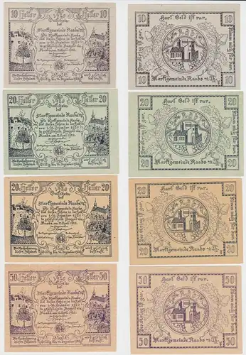 4 Banknoten 10 bis 50 Heller Notgeld Marktgemeinde Raabs 1920 (147084)