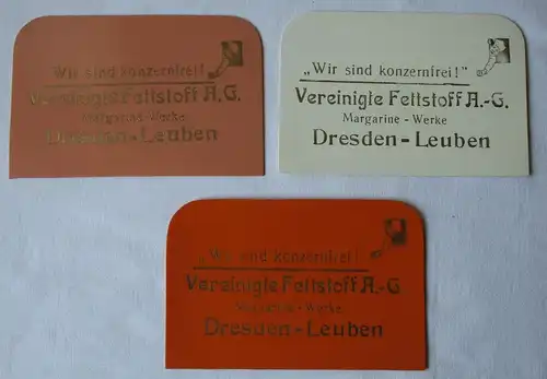 3x Reklame Teigschaber Teigkarte Werbung Vereinigte Fettstoff AG Dresden /101554