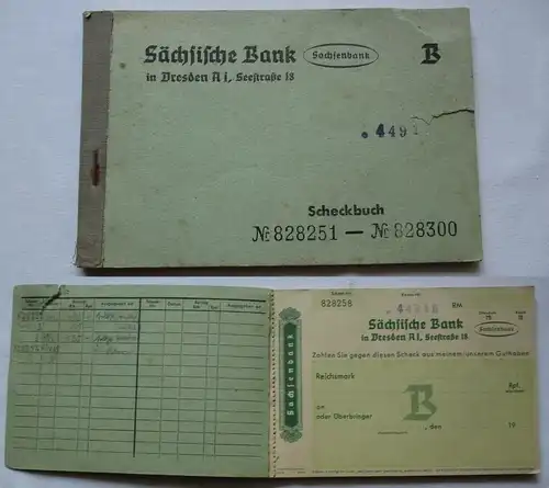 Scheckbuch Sächsische Bank (Sachsenbank) in Dresden 1945 (127245)