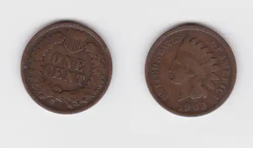 1 Cent Kupfer Münze USA 1903 ss (154565)