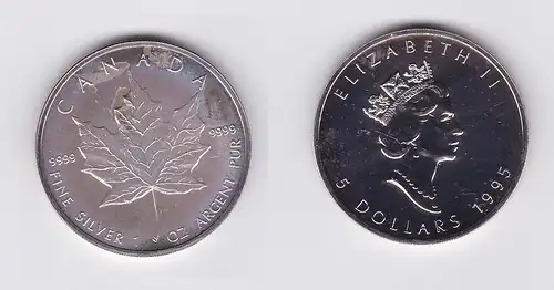 5 Dollar Silber Münze Kanada Meaple Leaf 1995 1 Unze Feinsilber (119462)