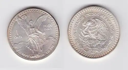 1 ONZA PLATA PURA Münze Mexiko 1 Unze 999 Silber TOP 1992 (119446)