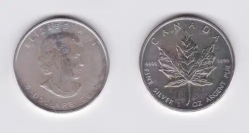 5 Dollar Silber Münze Kanada Meaple Leaf 2009 1 Unze Feinsilber (119871)