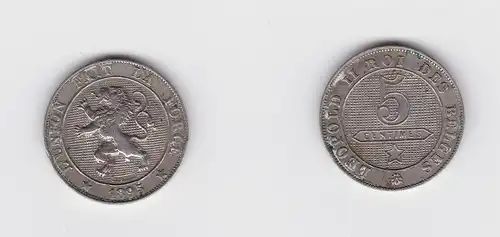 5 Centimes Kupfer Nickel Münze Belgien 1895 (127382)