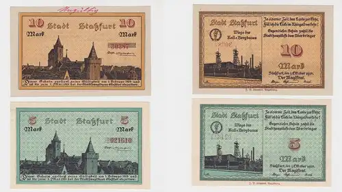 5 und 10 Mark Banknoten Notgeld Stadt Staßfurt 1.10.1918 (122829)