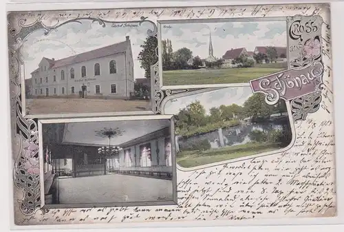 99434 Mehrbild Ak Gruß aus Schönau Gasthof, Kirche usw. 1903