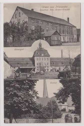99263  Mehrbild Ak Gruß aus Priessnitz Gasthof, Rittergut usw. 1920