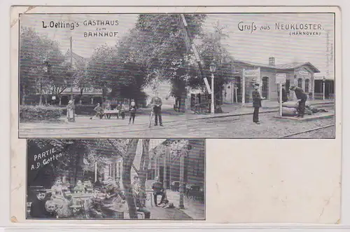 99740  Mehrbild Ak Gruß aus Neukloster (Hannover) Gasthaus zum Bahnhof 1907