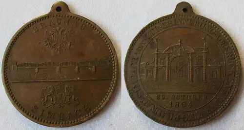 Bronze Medaille Erinnerung an die Brückeneröffnung Braunau Simbach 1894 (158795)