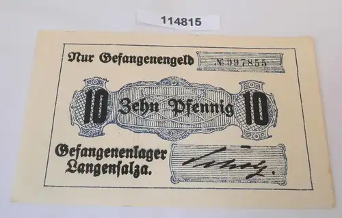 10 Pfennig Banknote Gefangenenlager Langensalza 1.Weltkrieg (114815)