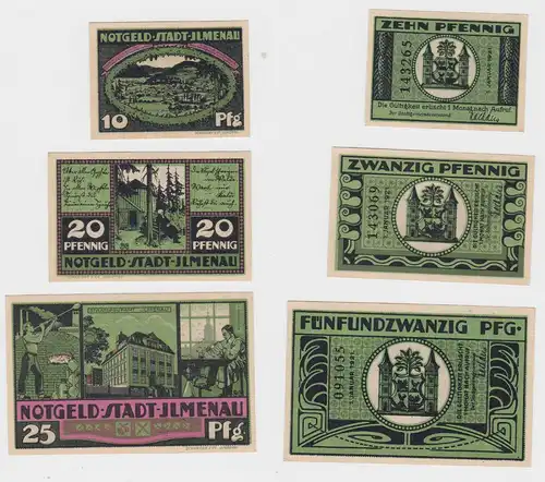 10,20 & 25 Pfennige Banknoten Notgeld Stadt Ilmenau 1921 (124144)