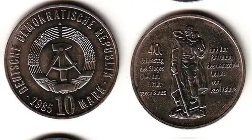 DDR Gedenk Münze 10 Mark 40.Jahre Kriegsende 1985 (113941)