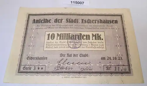 10 Millionen Mark Banknote Inflation Stadt Eschershausen 24.10.1923 (115007)