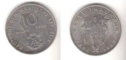 DDR Gedenk Münze 10 Mark Ernst Thälmann 1986 (110686)
