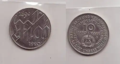 DDR Gedenk Münze 10 Mark 100.Jahre 1.Mai Feiertag 1990 (110389)