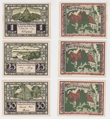 3 Banknoten Notgeld Kirchspiel Bosau 15.5.1921 (129237)