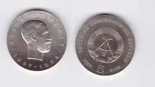 DDR Gedenk Münze 5 Mark Heinrich Hertz 1969 (118000)
