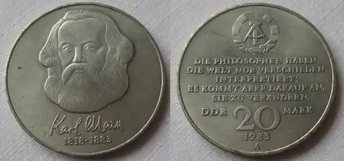 DDR Gedenk Münze 20 Mark Karl Marx 1983 Stempelglanz (137522)