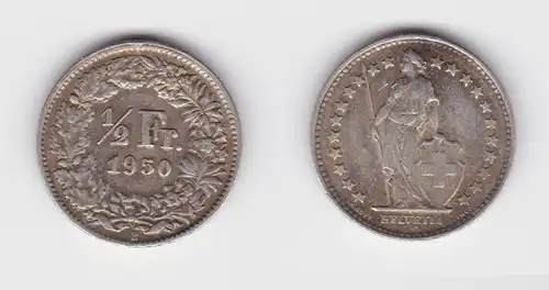 1/2 Franken Silber Münze Schweiz 1950 B ss (154363)