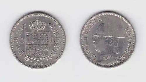 50 Lei Nickel Münze Rumänien 1938 ss+ (154440)