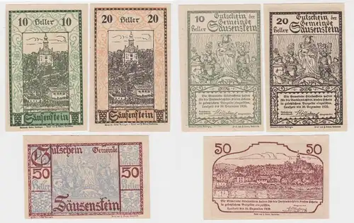 10,20 und 50 Heller Banknoten Notgeld Gemeinde Säusenstein 1920 (154579)