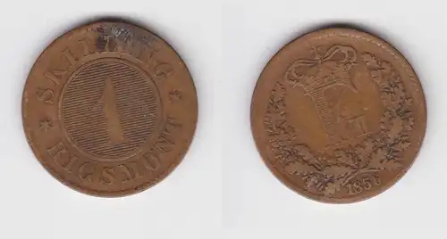 1 Skilling Rigsmont Kupfer Münze Dänemark 1856 (154337)