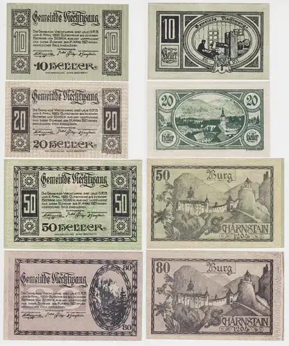 10,20,50 und 80 Heller Banknoten Notgeld Gemeinde Viechtwang 1920 (154742)