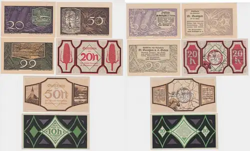 6 Banknoten 10 bis 99 Heller Notgeld St.Georgen a.d. Gusen 1920 (154643)