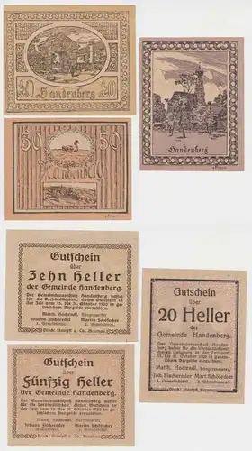 10,20 und 50 Heller Banknoten Notgeld Gemeinde Handenberg 1920 (154745)