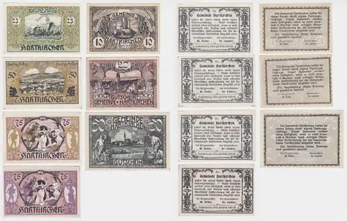 7 x Notgeld 10 bis 75 Heller Banknoten Gemeinde Hartkirchen 1920 (154729)