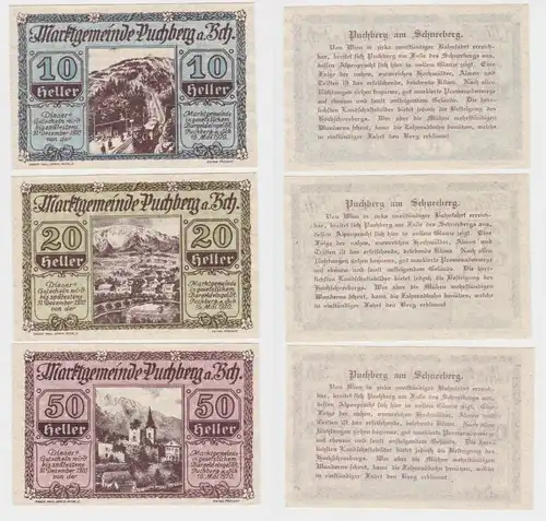 10,20 und 50 Heller Banknoten Notgeld Marktgemeinde Puchberg 1920 (154495)