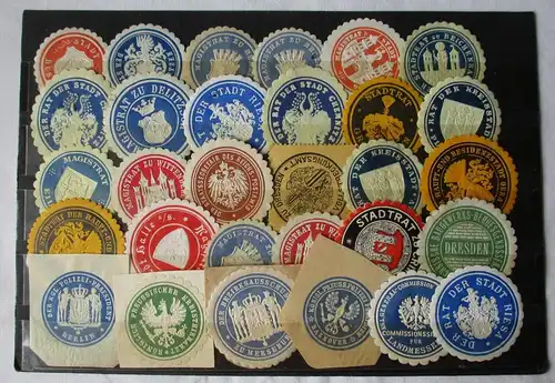 30 seltene Vignetten Siegelmarken Plauen, Bautzen Riesa usw. um 1910 (139806)