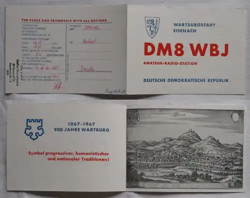 56198 QSL Karte Amateur Funker DDR Wartburgstadt Eisenach 1967