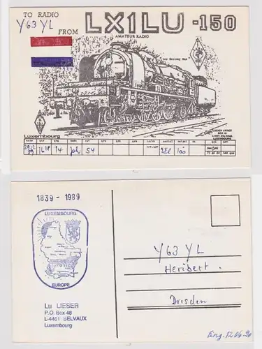 57038 QSL Karte Amateur Funker DDR Belvaux Luxembourg Eisenbahn 1989