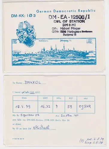 63839 QSL Karte Amateur Funker DDR Nordhausen historische Stadtansicht 1979