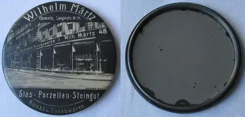 Reklame Handspiegel Wilhelm Märtz Glas Porzellan Steingut Chemnitz (158509)