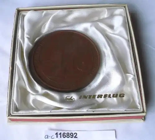DDR Porzellan Medaille Interflug 20 Jahre DDR 7.Oktober 1969 im Etui (116892)