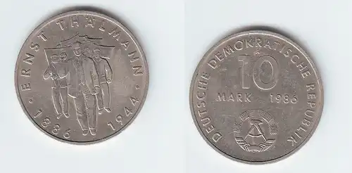 DDR Gedenk Münze 10 Mark Ernst Thälmann 1986 (112090)