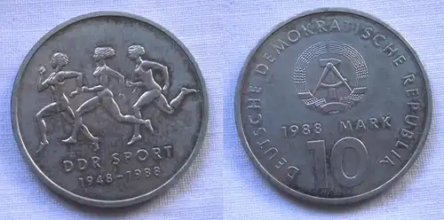 DDR Gedenk Münze 10 Mark 40 Jahre DDR Sport 1988 (118535)