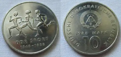 DDR Gedenk Münze 10 Mark 40 Jahre DDR Sport 1988 (124717)