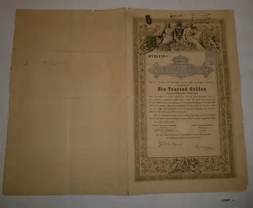 1000 Gulden Schuldverschreibung K. K. Direction der Staatsschuld 1868 (127047)